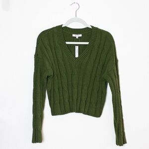 NWT Madewell Cable-Knit V-Neck Crop Sweater